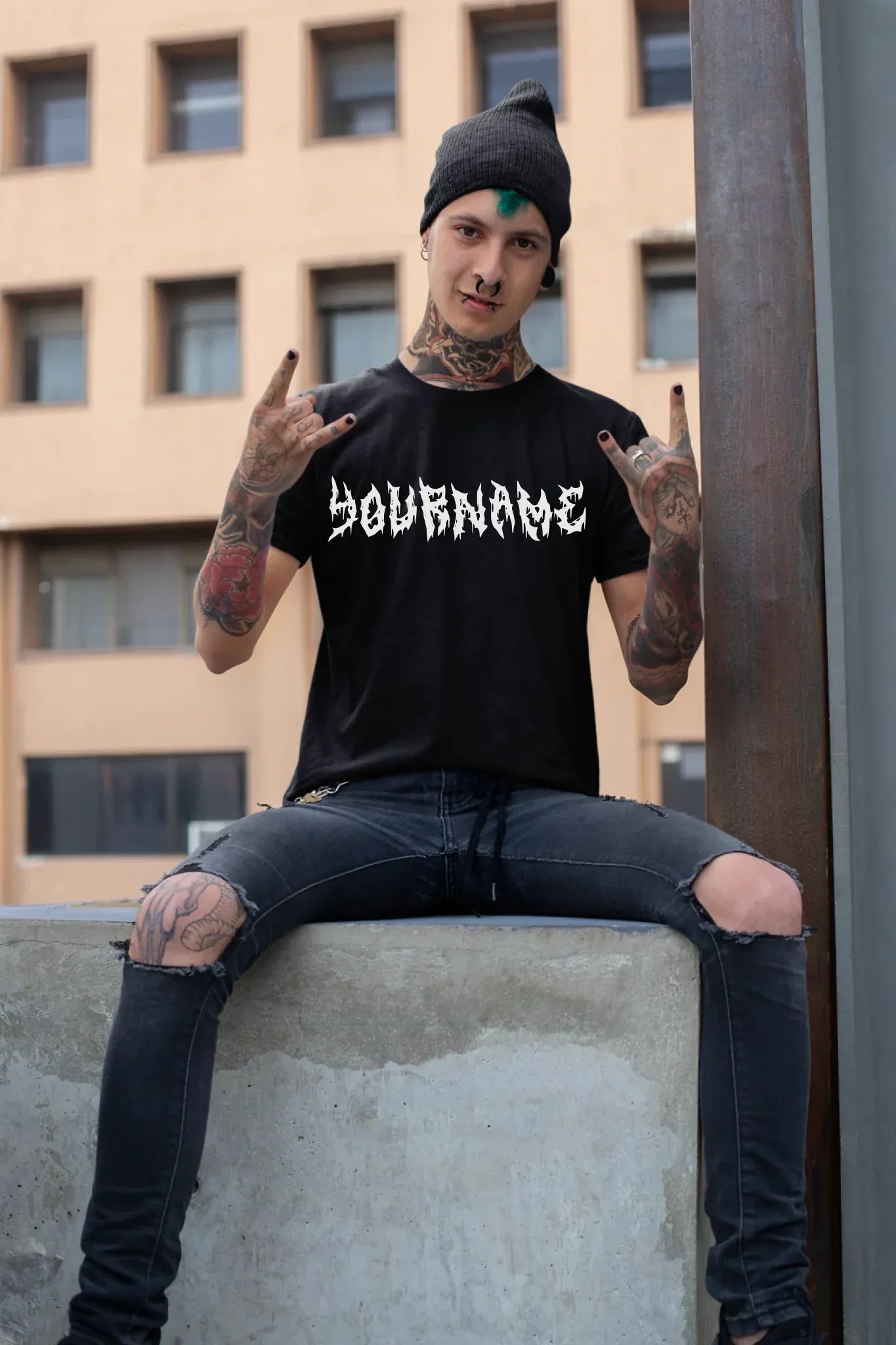 t-shirt-mockup-of-a-tattooed-man-making-a-rock-sign-26484