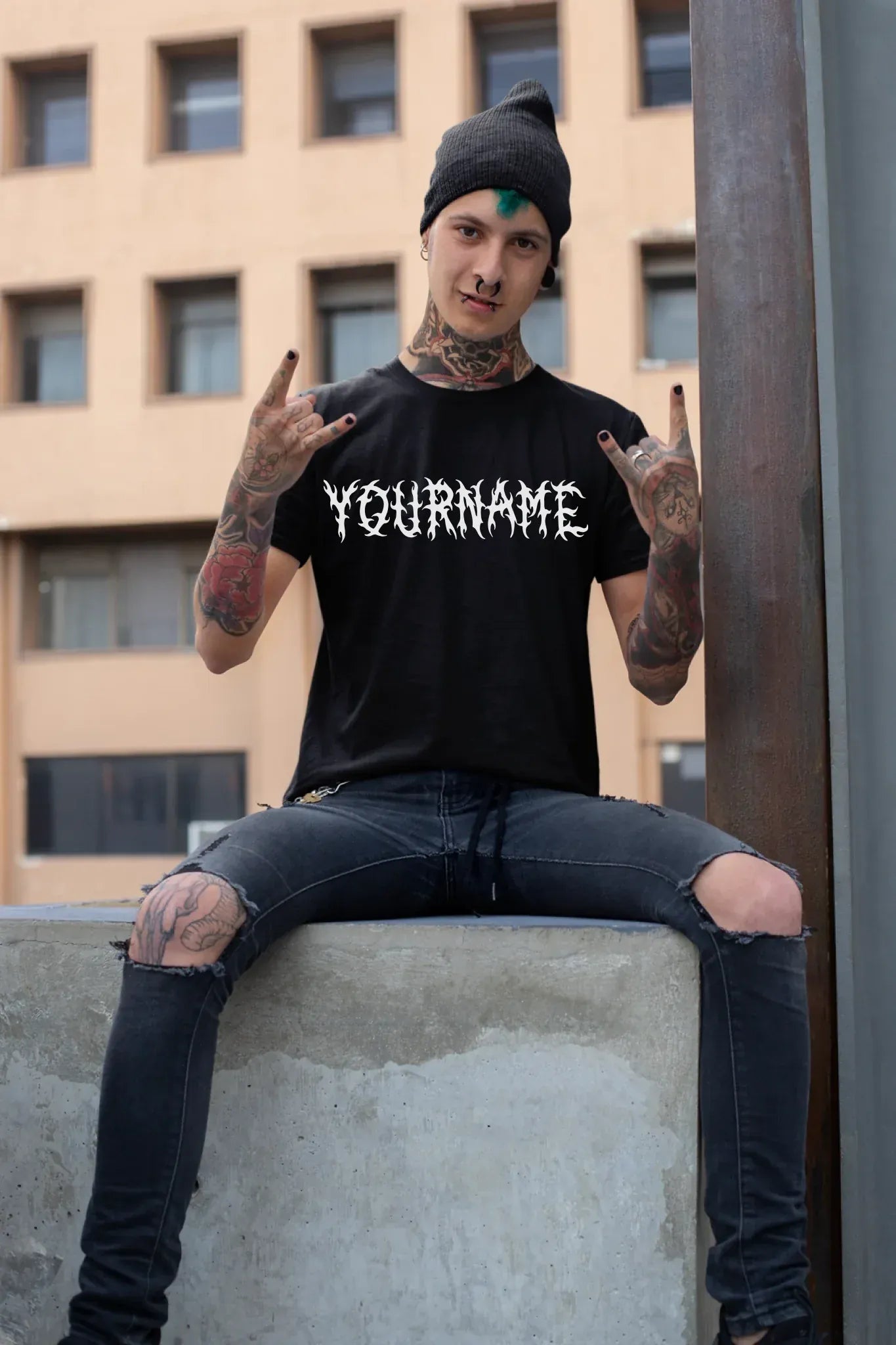 t-shirt-mockup-of-a-tattooed-man-making-a-rock-sign-26484