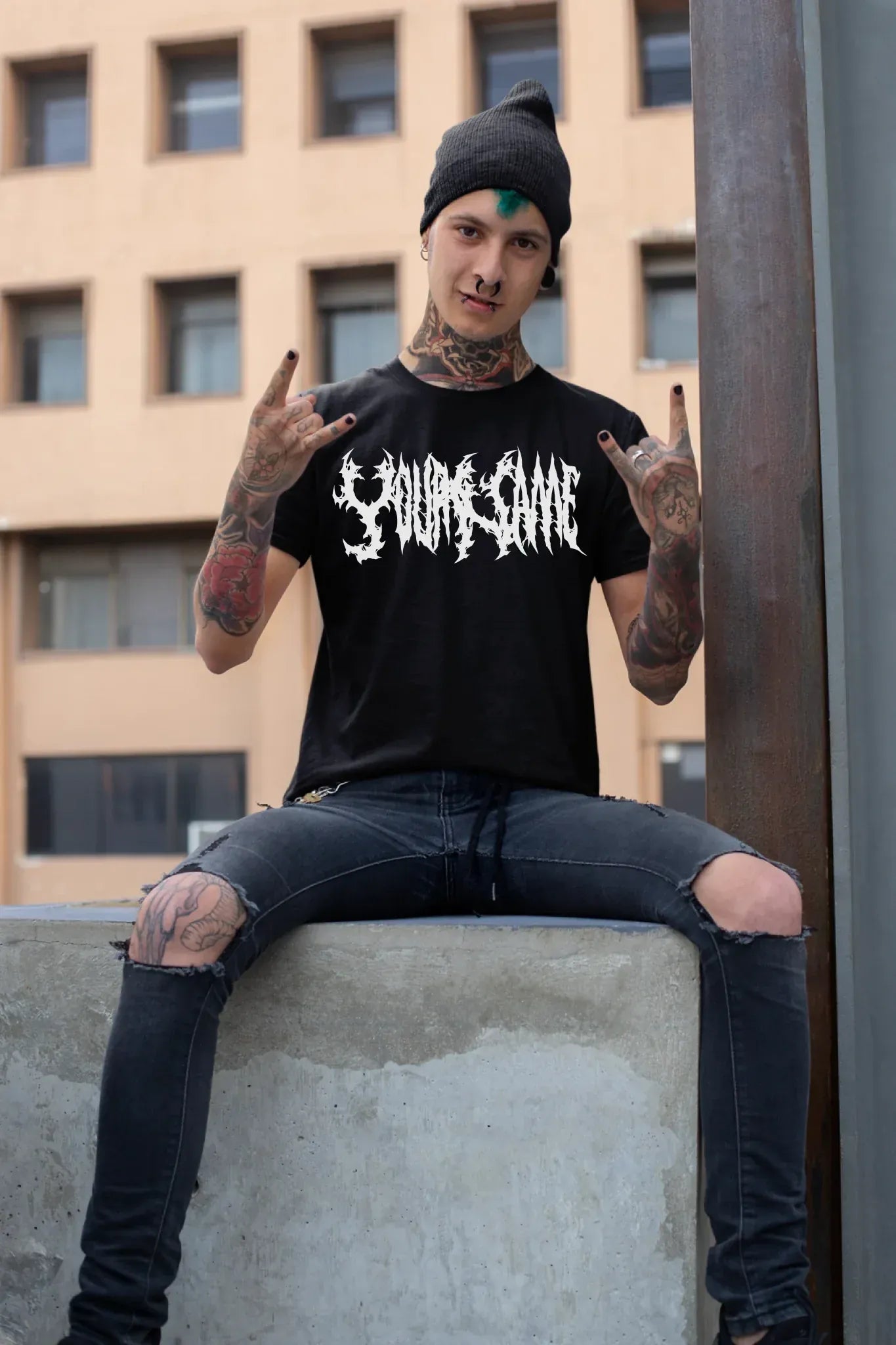 t-shirt-mockup-of-a-tattooed-man-making-a-rock-sign-26484